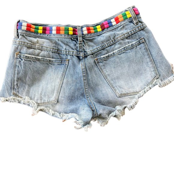 Free People Light Wash Boho Embroidered Eliot Denim Shorts - Picture 5 of 7